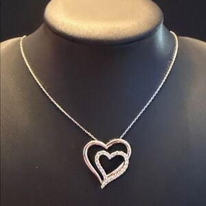 Macy's Silver Heart Necklace with Sparkling Accents